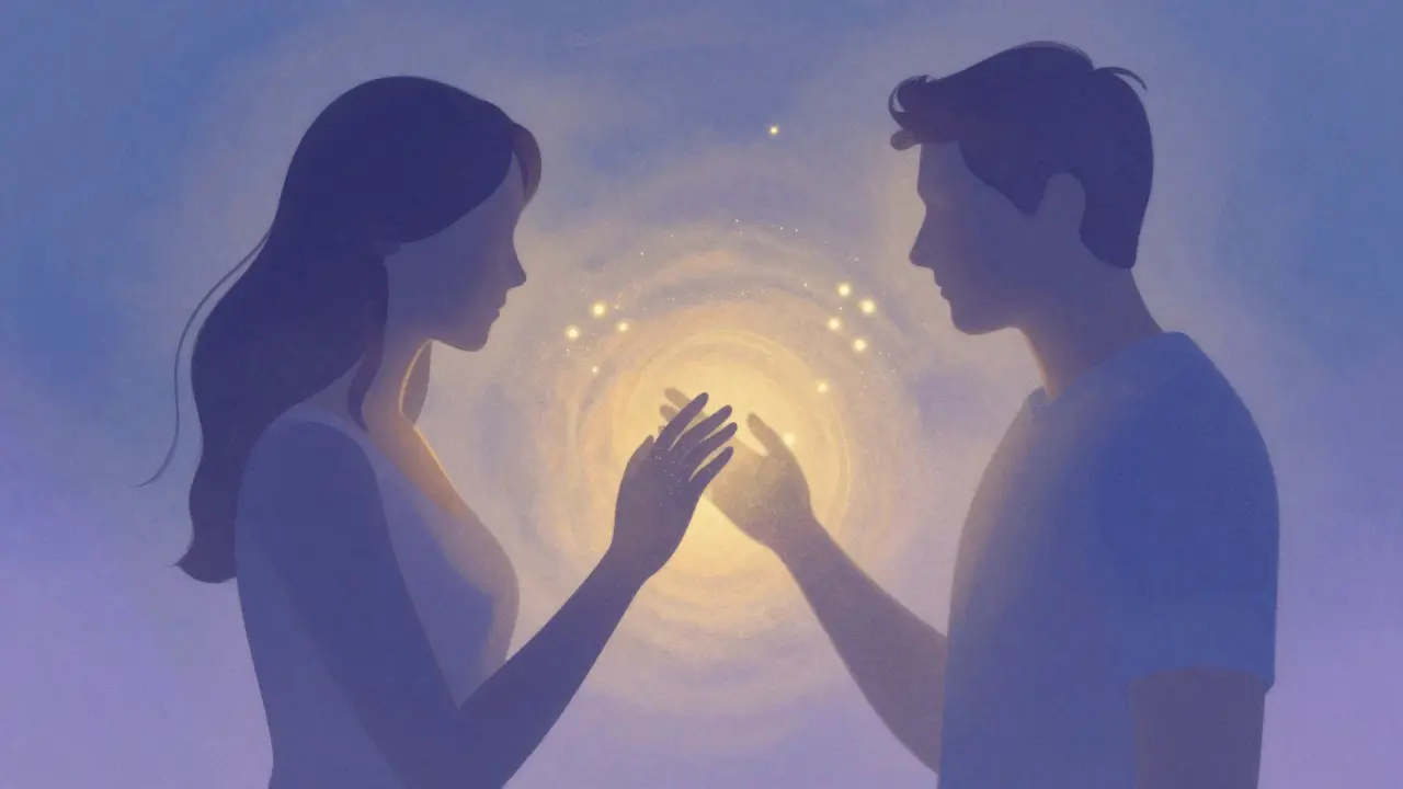 Ilustración abstracta de conexión emocional y confianza