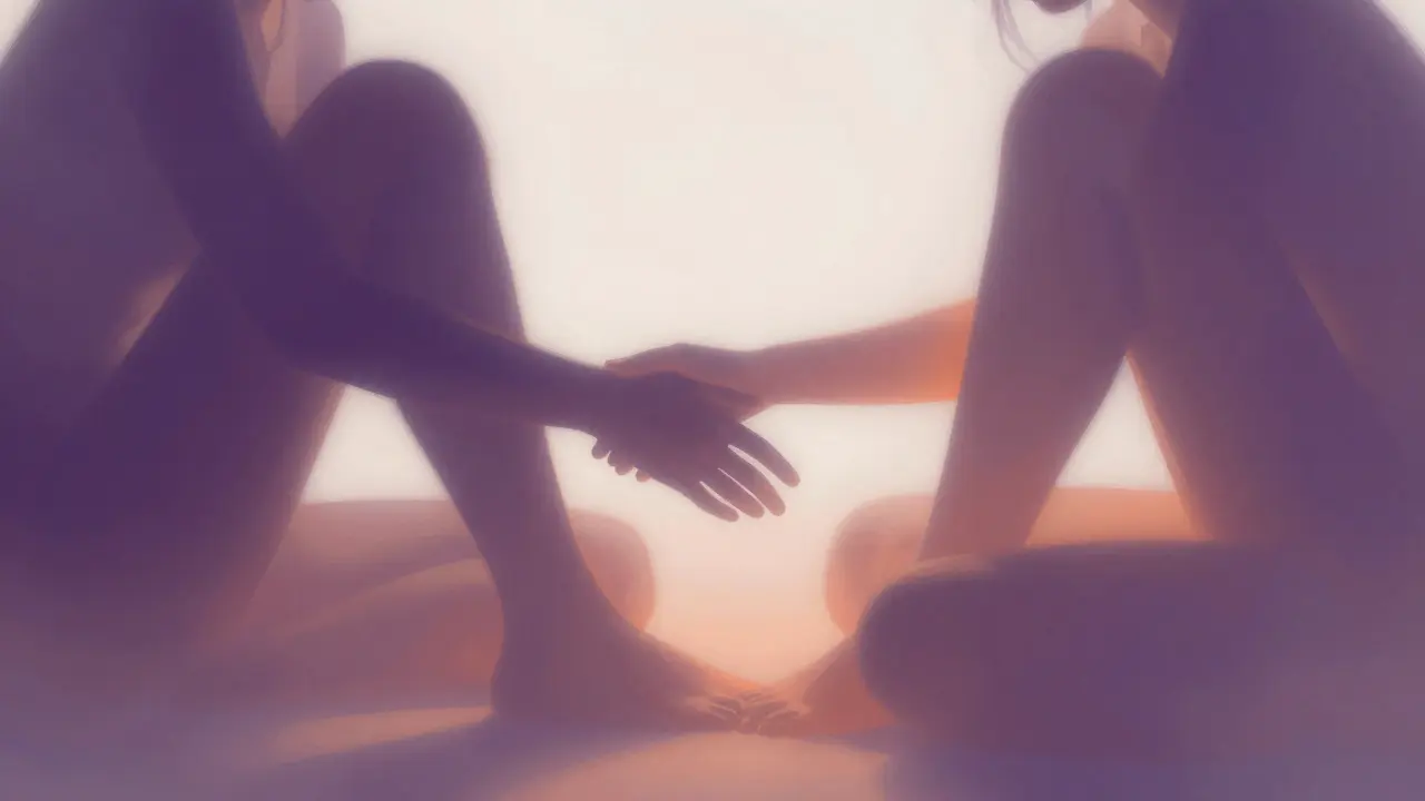 Ilustración abstracta de conexión íntima y confianza entre parejas