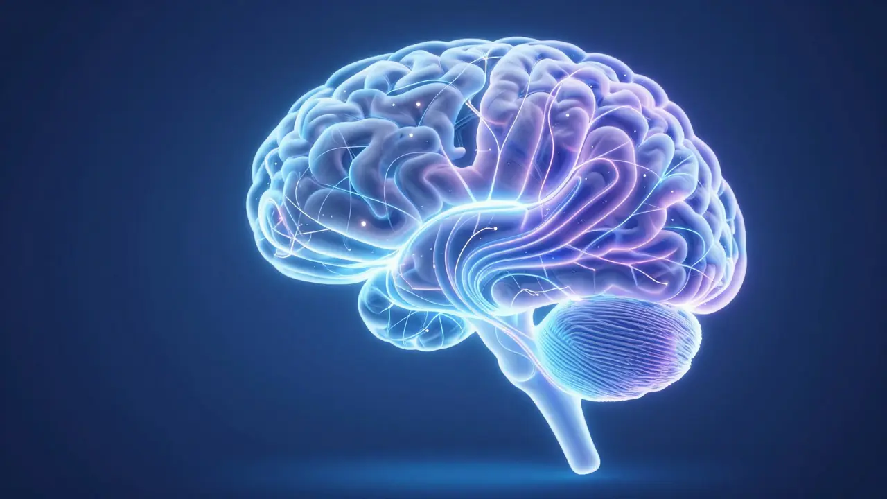 Mapa neuronal abstracto conectando el pie con el cerebro