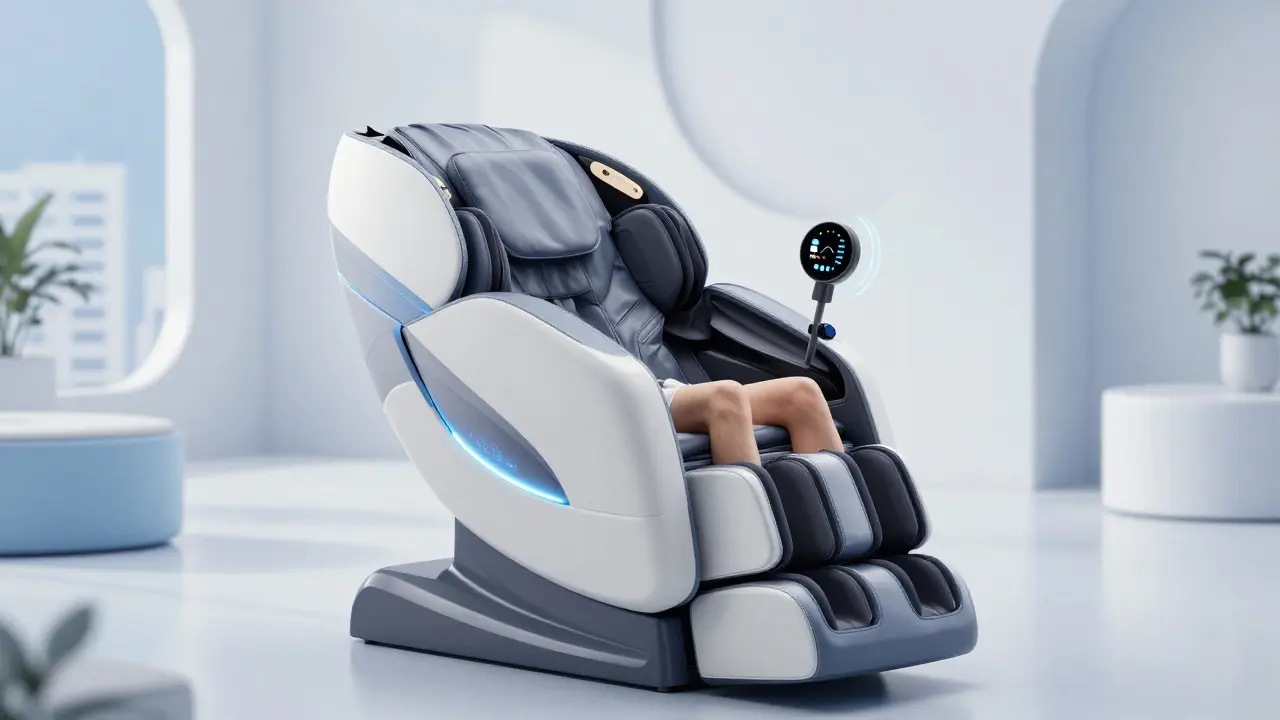 Silla de masaje futurista con sensores tecnológicos