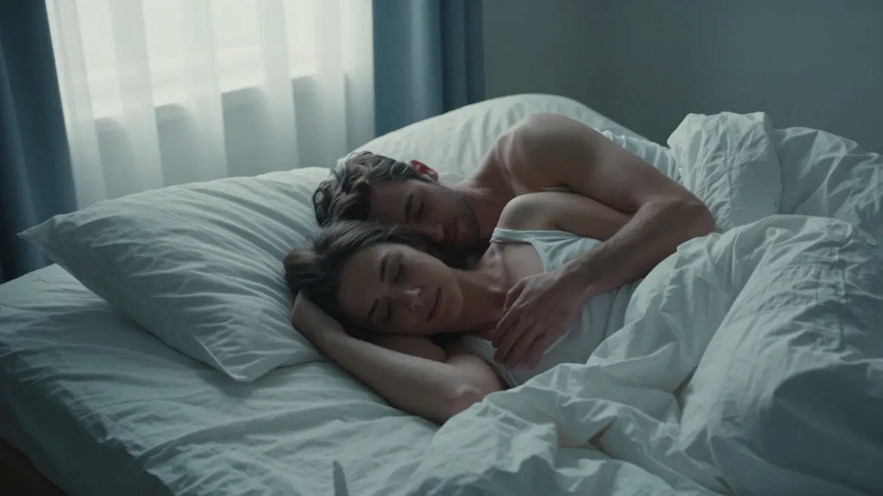 Pareza abrazada en la cama disfrutando de la calma tras una sesión de intimidad