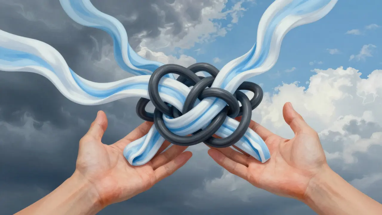 Representación abstracta de la liberación de tensión y estrés mediante energía fluida